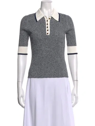 Pre-owned Veronica Beard Three-quarter Sleeve Polo In Blue