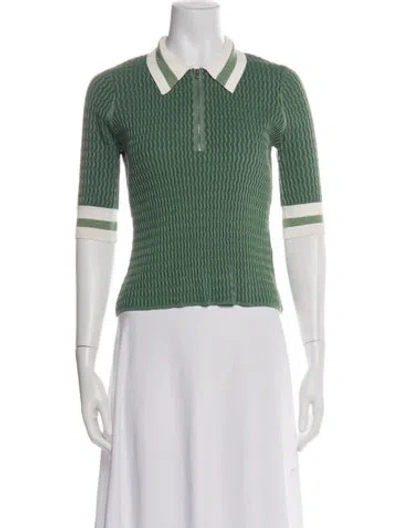 Pre-owned Veronica Beard Three-quarter Sleeve Polo In Green
