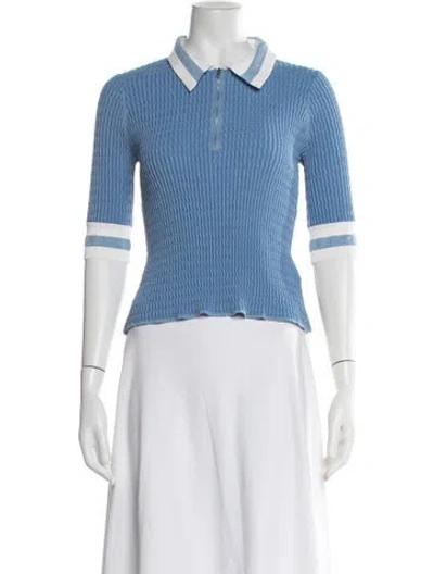 Pre-owned Veronica Beard Three-quarter Sleeve Polo In Multi