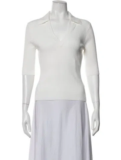 Pre-owned Veronica Beard Three-quarter Sleeve Polo In Neutrals