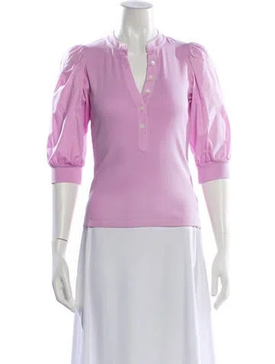 Pre-owned Veronica Beard Three-quarter Sleeve Polo In Pink