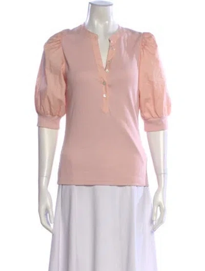 Pre-owned Veronica Beard Three-quarter Sleeve Polo In Pink