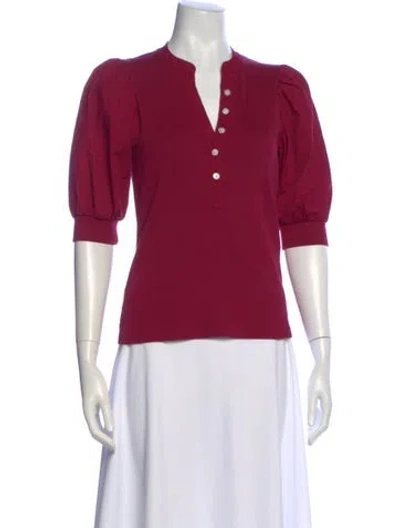Pre-owned Veronica Beard Three-quarter Sleeve Polo In Purple