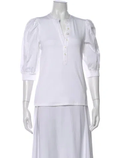 Pre-owned Veronica Beard Three-quarter Sleeve Polo In White