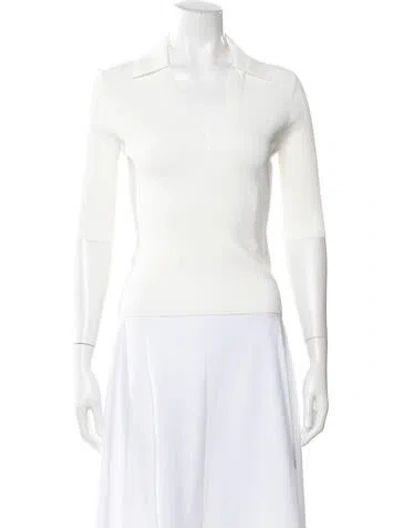 Pre-owned Veronica Beard Three-quarter Sleeve Polo In White
