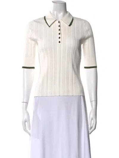 Pre-owned Veronica Beard Three-quarter Sleeve Polo In White