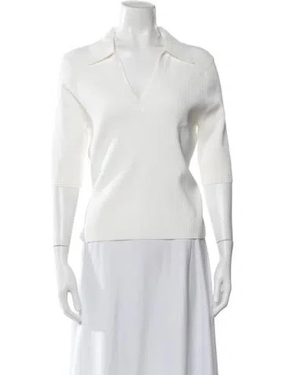 Pre-owned Veronica Beard Three-quarter Sleeve Polo In White