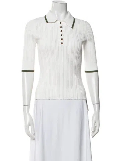 Pre-owned Veronica Beard Three-quarter Sleeve Polo In White