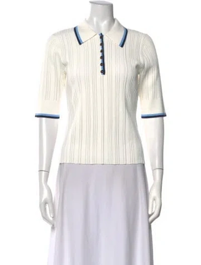 Pre-owned Veronica Beard Three-quarter Sleeve Polo In White