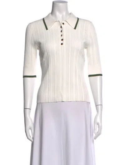 Pre-owned Veronica Beard Three-quarter Sleeve Polo In White
