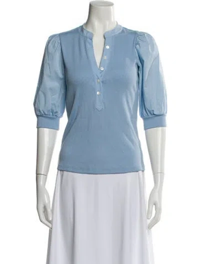 Pre-owned Veronica Beard Three-quarter Sleeve Top In Blue