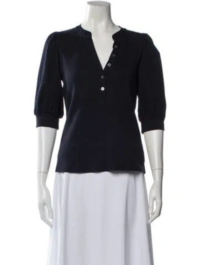 Pre-owned Veronica Beard Three-quarter Sleeve Top In Blue