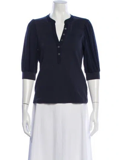 Pre-owned Veronica Beard Three-quarter Sleeve Top In Blue