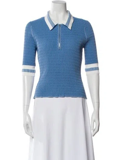Pre-owned Veronica Beard Three-quarter Sleeve Top In Blue