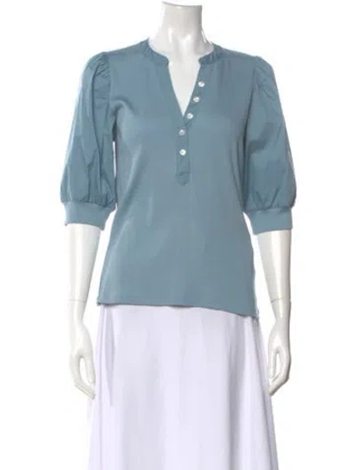 Pre-owned Veronica Beard Three-quarter Sleeve Top In Blue