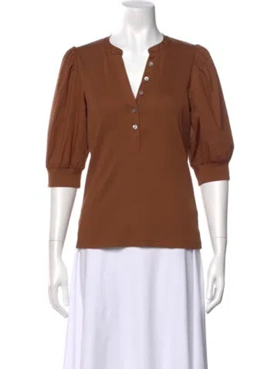 Pre-owned Veronica Beard Three-quarter Sleeve Top In Brown