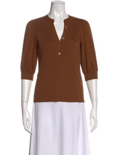 Pre-owned Veronica Beard Three-quarter Sleeve Top In Brown