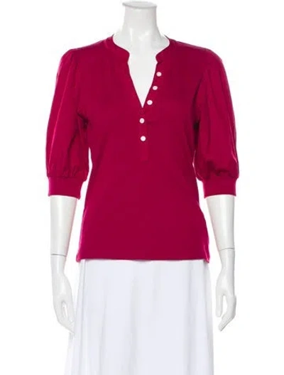 Pre-owned Veronica Beard Three-quarter Sleeve Top In Burgundy