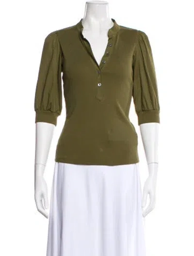 Pre-owned Veronica Beard Three-quarter Sleeve Top In Green