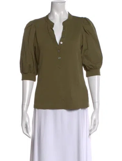 Pre-owned Veronica Beard Three-quarter Sleeve Top In Green