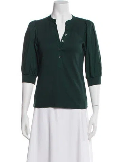 Pre-owned Veronica Beard Three-quarter Sleeve Top In Green