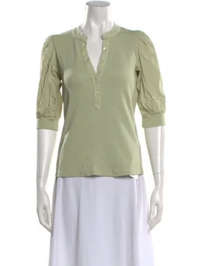 Pre-owned Veronica Beard Three-quarter Sleeve Top In Green