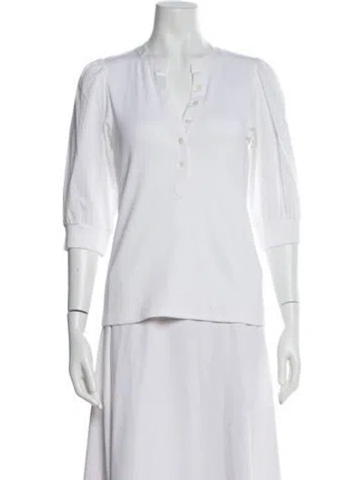 Pre-owned Veronica Beard Three-quarter Sleeve Top In White