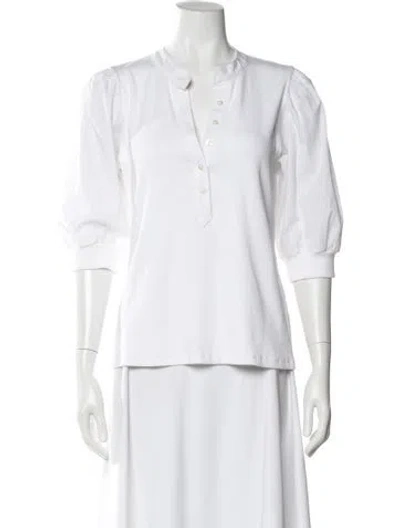 Pre-owned Veronica Beard Three-quarter Sleeve Top In White