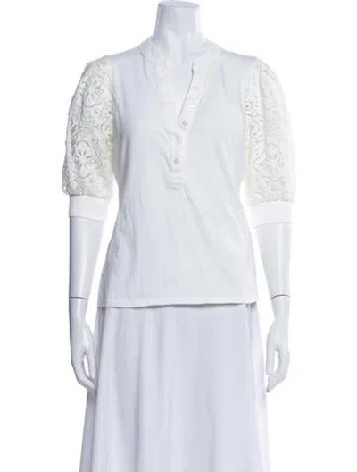 Pre-owned Veronica Beard Three-quarter Sleeve Top In White