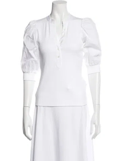 Pre-owned Veronica Beard Three-quarter Sleeve Top In White