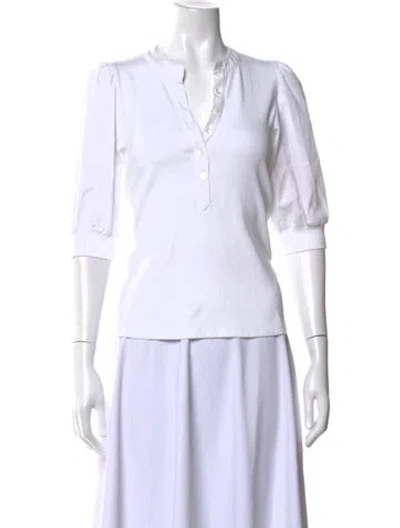 Pre-owned Veronica Beard Three-quarter Sleeve Top In White