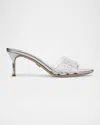 Veronica Beard Tia Jelly Stiletto Slide Sandals In Clear/ Silver