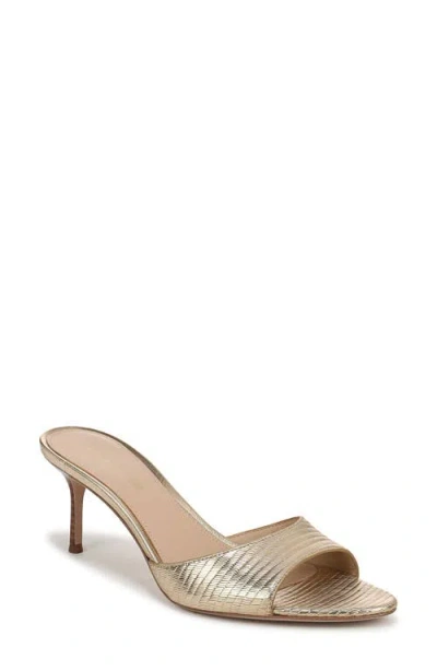 Veronica Beard Tia Embossed Metallic Leather Mid-heel Sandals In Gold