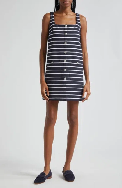 Veronica Beard Tibbie Stripe Knit Minidress In Navy/ White