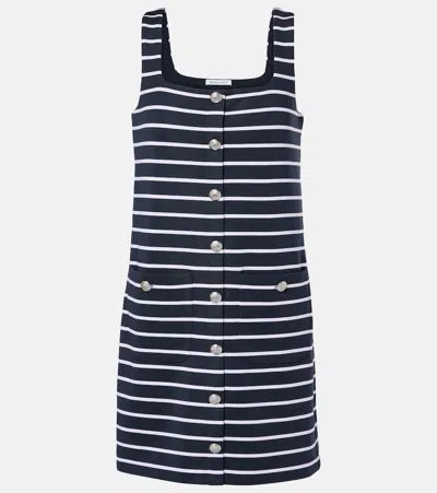 Veronica Beard Tibbie Stripe Knit Mini Dress In Navy White In Blue