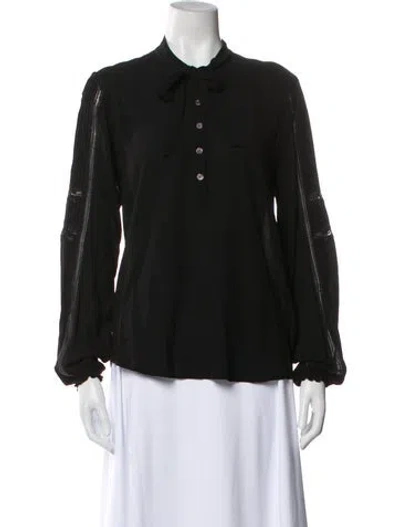 Pre-owned Veronica Beard Tie Neck Long Sleeve Blouse In Black