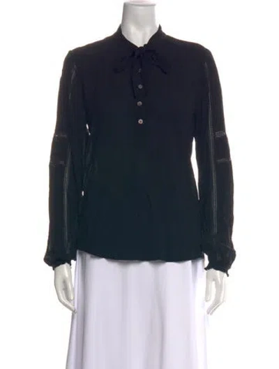 Pre-owned Veronica Beard Tie Neck Long Sleeve Blouse In Black