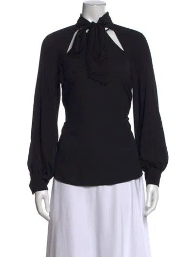 Pre-owned Veronica Beard Tie Neck Long Sleeve Blouse In Black