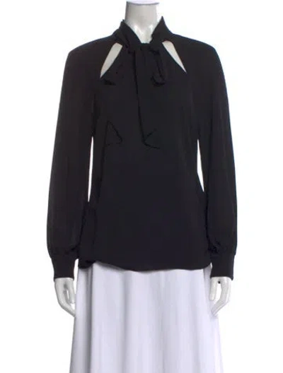 Pre-owned Veronica Beard Tie Neck Long Sleeve Blouse In Black