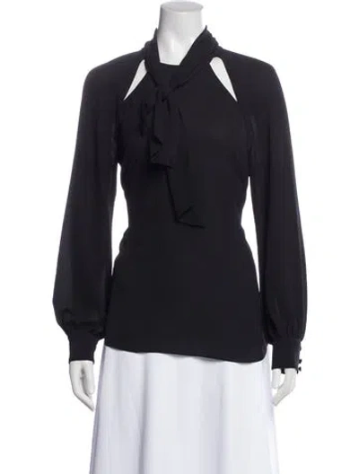 Pre-owned Veronica Beard Tie Neck Long Sleeve Blouse In Gray