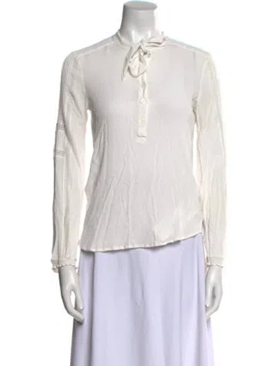 Pre-owned Veronica Beard Tie Neck Long Sleeve Blouse In Neutral