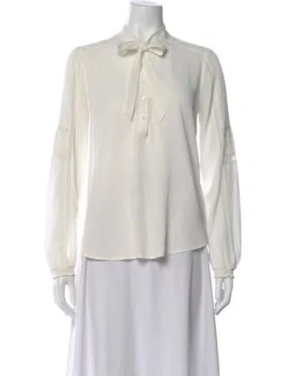 Pre-owned Veronica Beard Tie Neck Long Sleeve Blouse In Neutral