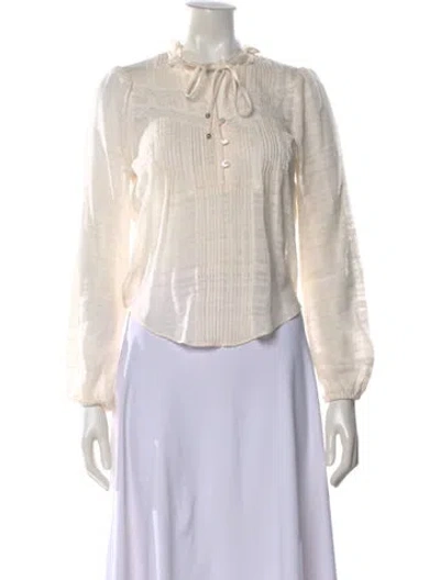 Pre-owned Veronica Beard Tie Neck Long Sleeve Blouse In Neutral