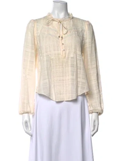 Pre-owned Veronica Beard Tie Neck Long Sleeve Blouse In Neutral