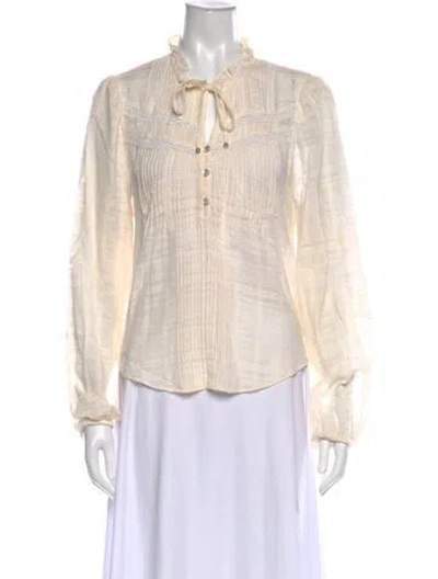 Pre-owned Veronica Beard Tie Neck Long Sleeve Blouse In Neutral