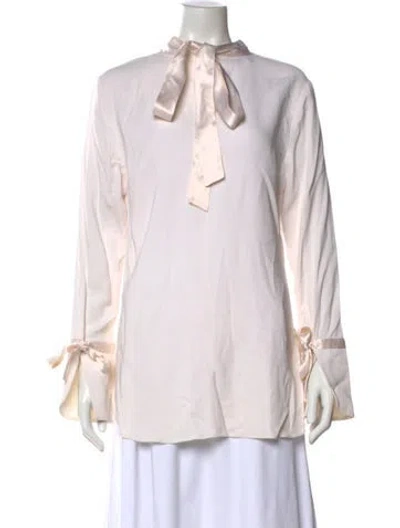 Pre-owned Veronica Beard Tie Neck Long Sleeve Blouse In Pink