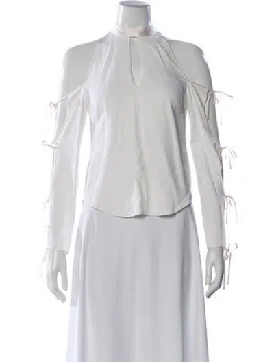 Pre-owned Veronica Beard Tie Neck Long Sleeve Top In Neutral