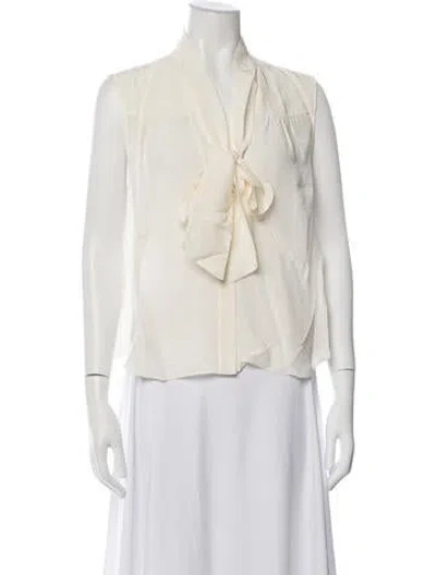 Pre-owned Veronica Beard Tie Neck Sleeveless Blouse In Neutrals