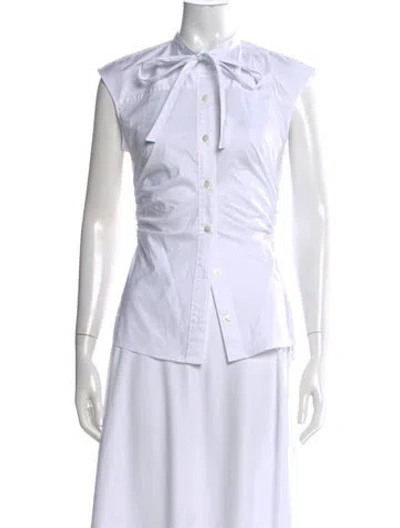 Pre-owned Veronica Beard Tie Neck Sleeveless Button-up Top W/ Tags In White
