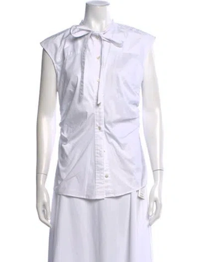 Pre-owned Veronica Beard Tie Neck Sleeveless Button-up Top W/ Tags In White